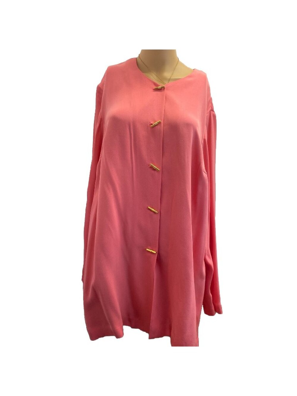 GRACE The Suits Women's Blouse Sz 16W Long Sleeve Button Up Pink  Top 100% Silk
